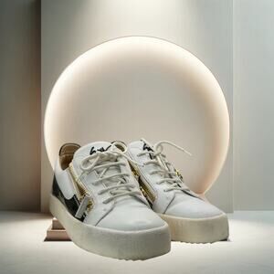 Giuseppe Zanotti Zip-Detail Leather Sneakers EU41